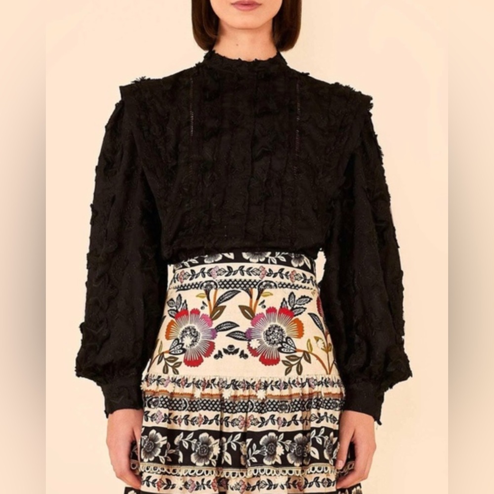 Farm Rio Black 3D Star Blouse Large